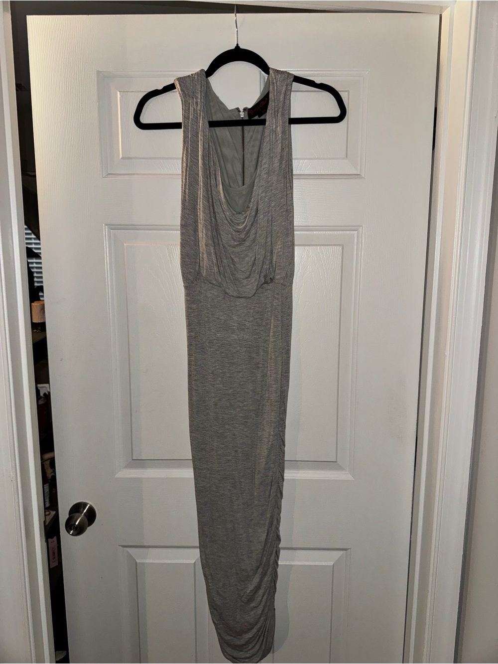 Alice + Olivia Heather Gray Draped Sleeveless Maxi Dress